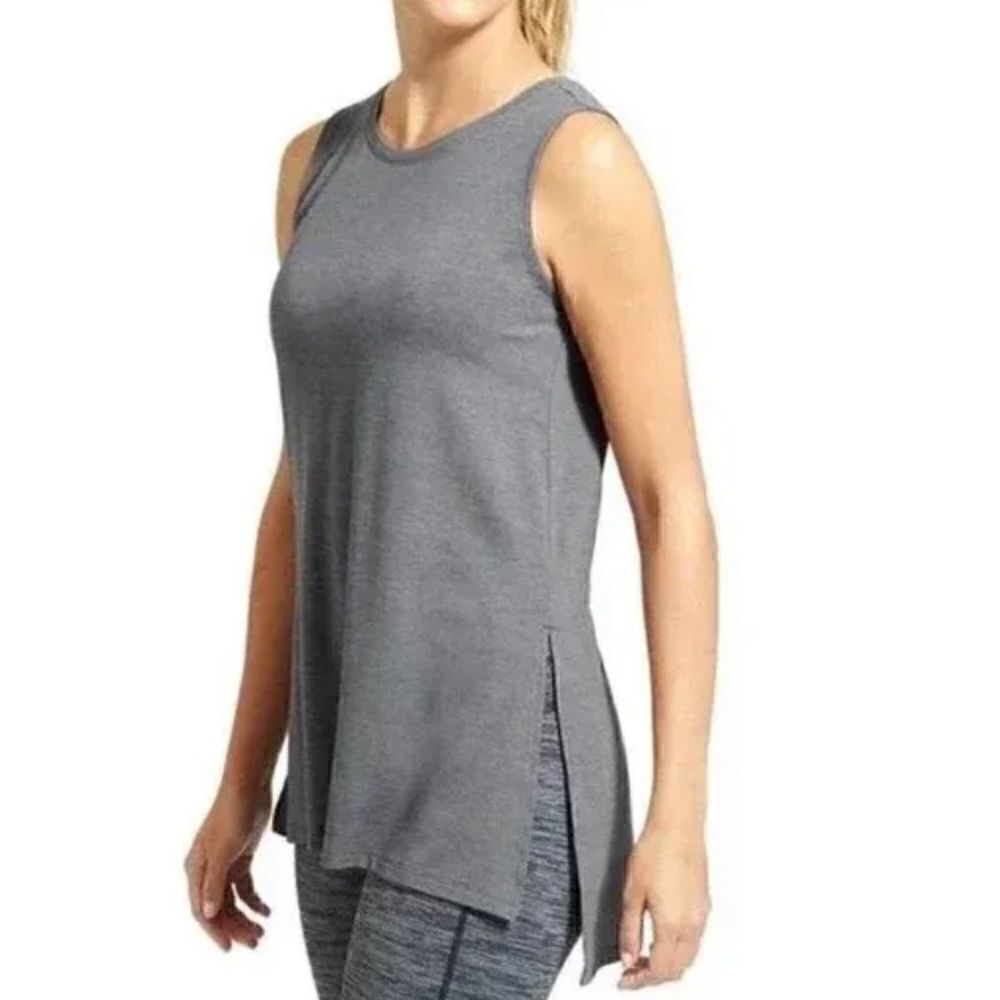 Athleta Threadlight Side Slit Tank Top Heather Gray Women's Size XXS